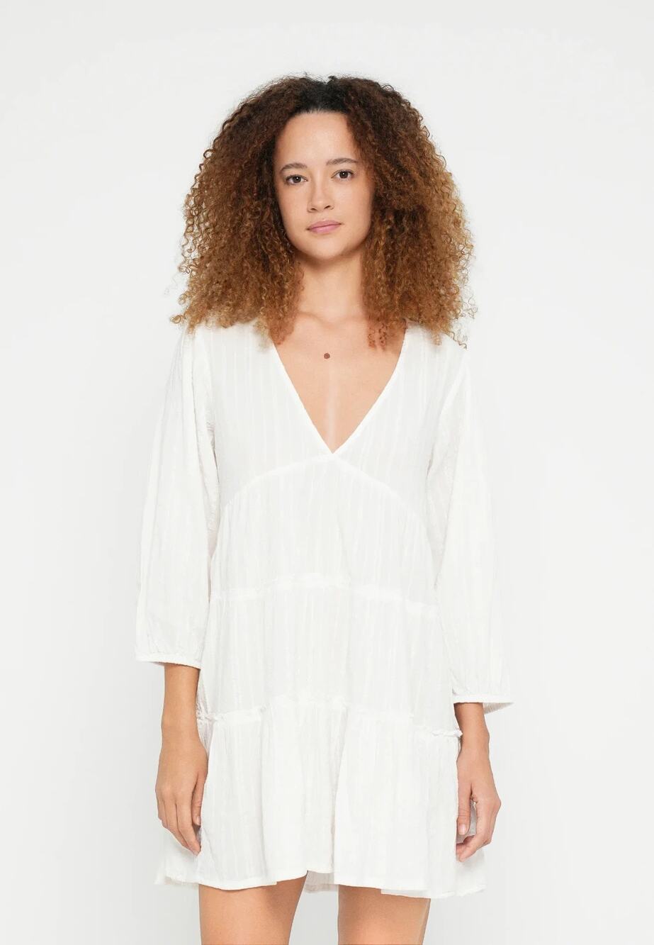 Altar’d State Women's Boho Y2K Cream Ruffled Tiered Mini Dress M A009240